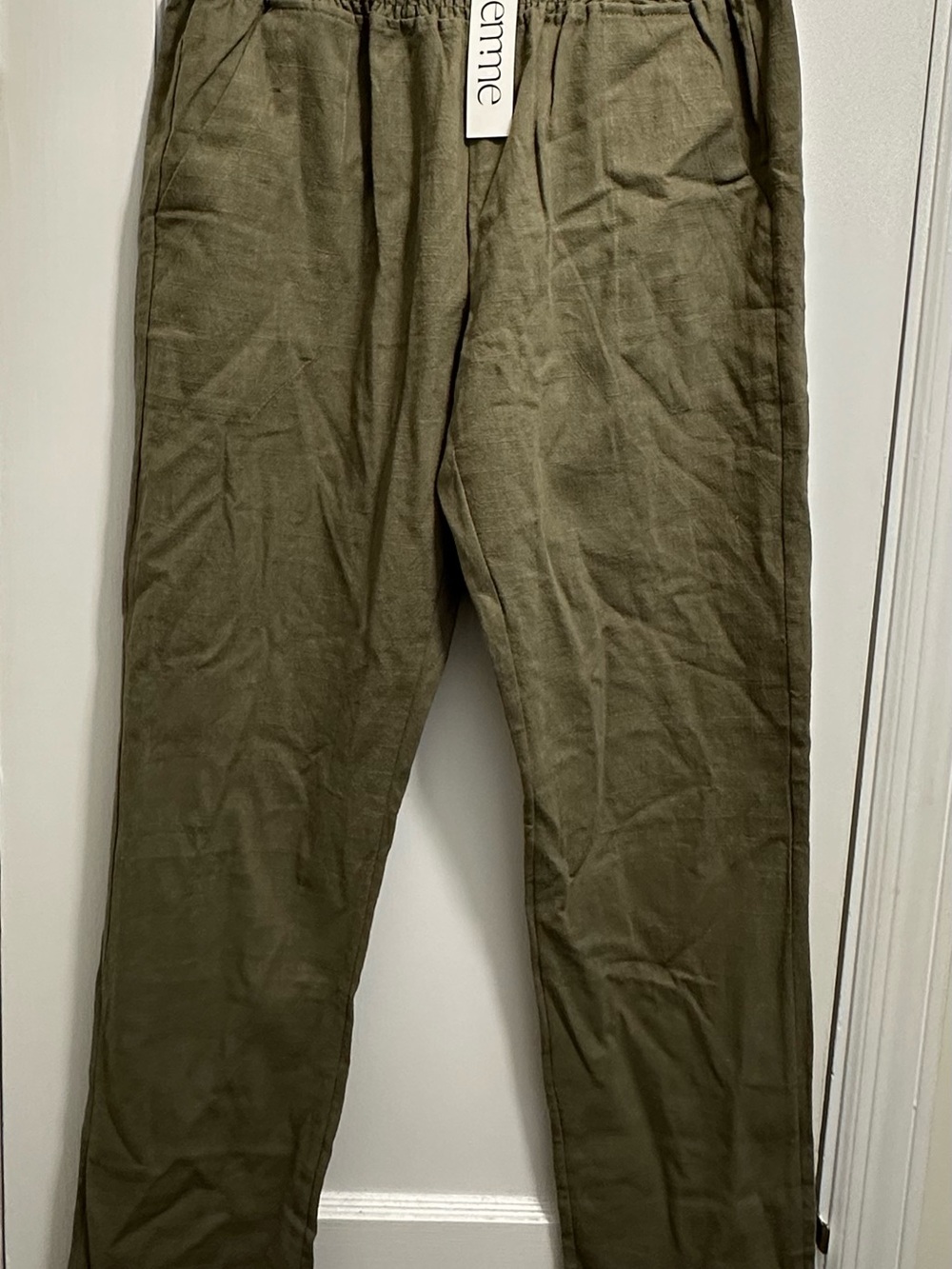 Emme 100% Linen Olive Green Pants